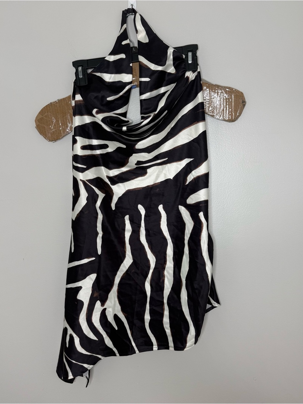 Peach XL Zebra Animal Print Halter Top Sleeveless Y2K Backless